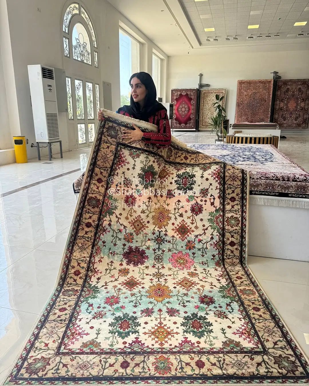 فرش نصرت آبادی کرم موکا ده رنگ نصرت آبادی۱۰۰۰شانه