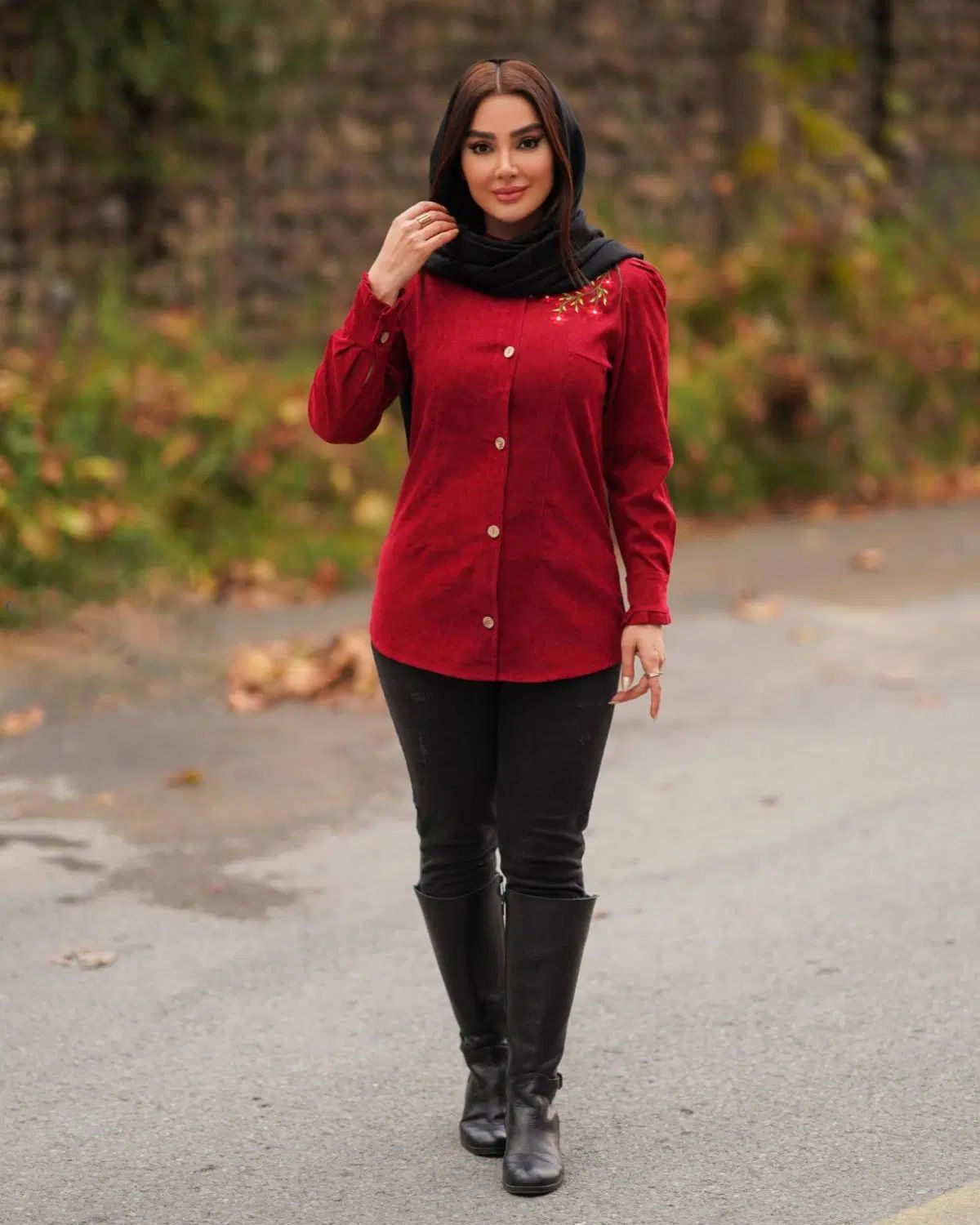 شومیز مخمل کبریتی گلدوزی
