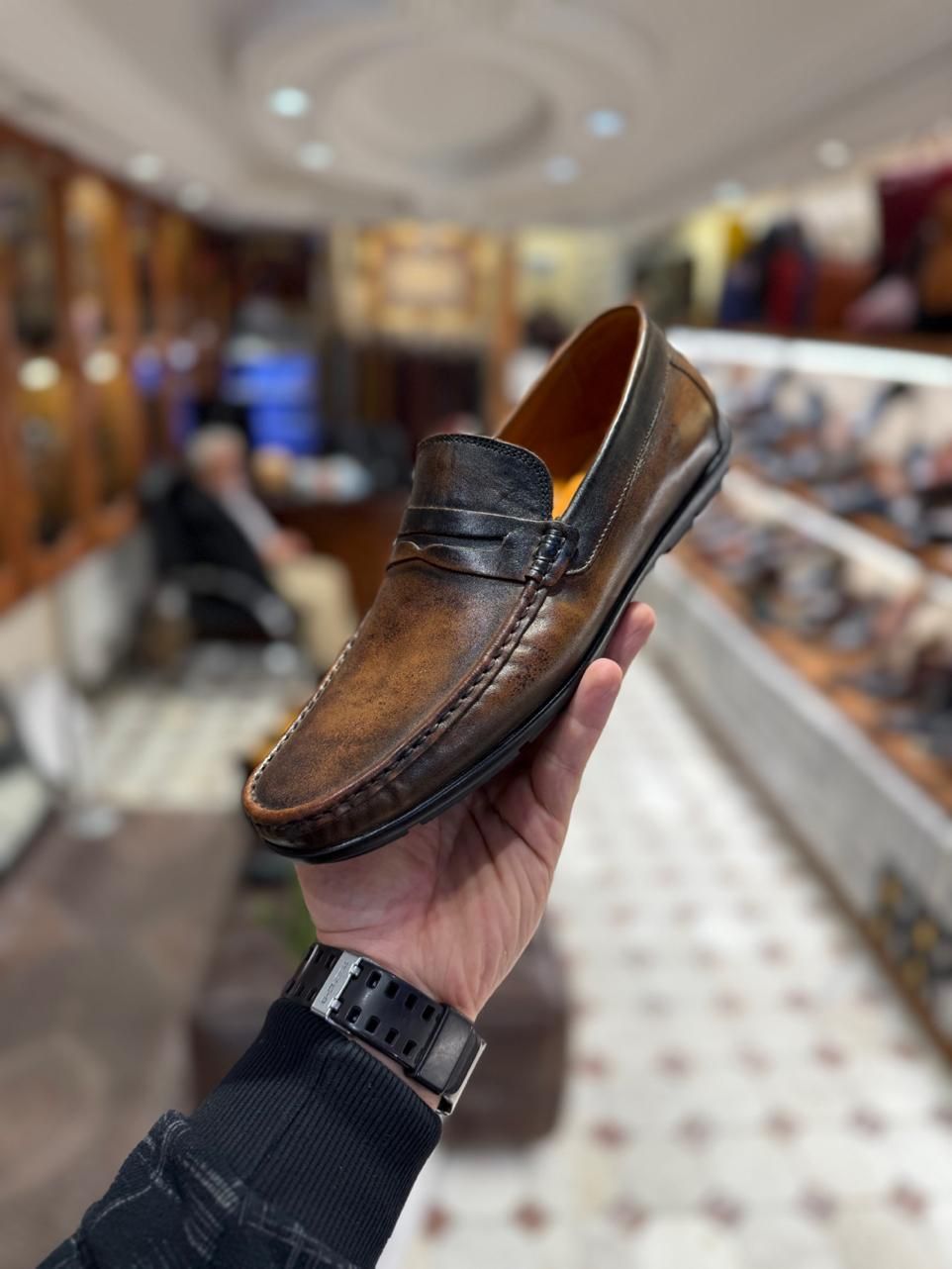 کفش کالج تمام چرم دستدوز مردانه