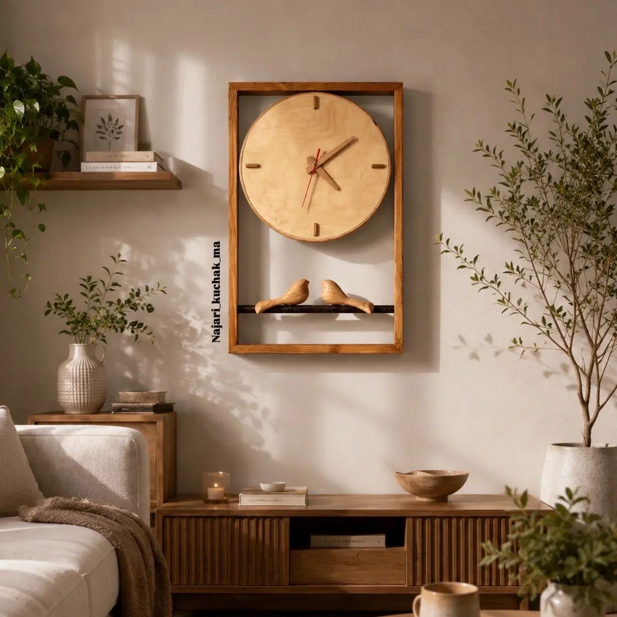 ساعت دیواری گنجشک چوبی عمودی سایز ۴۰×۷۰