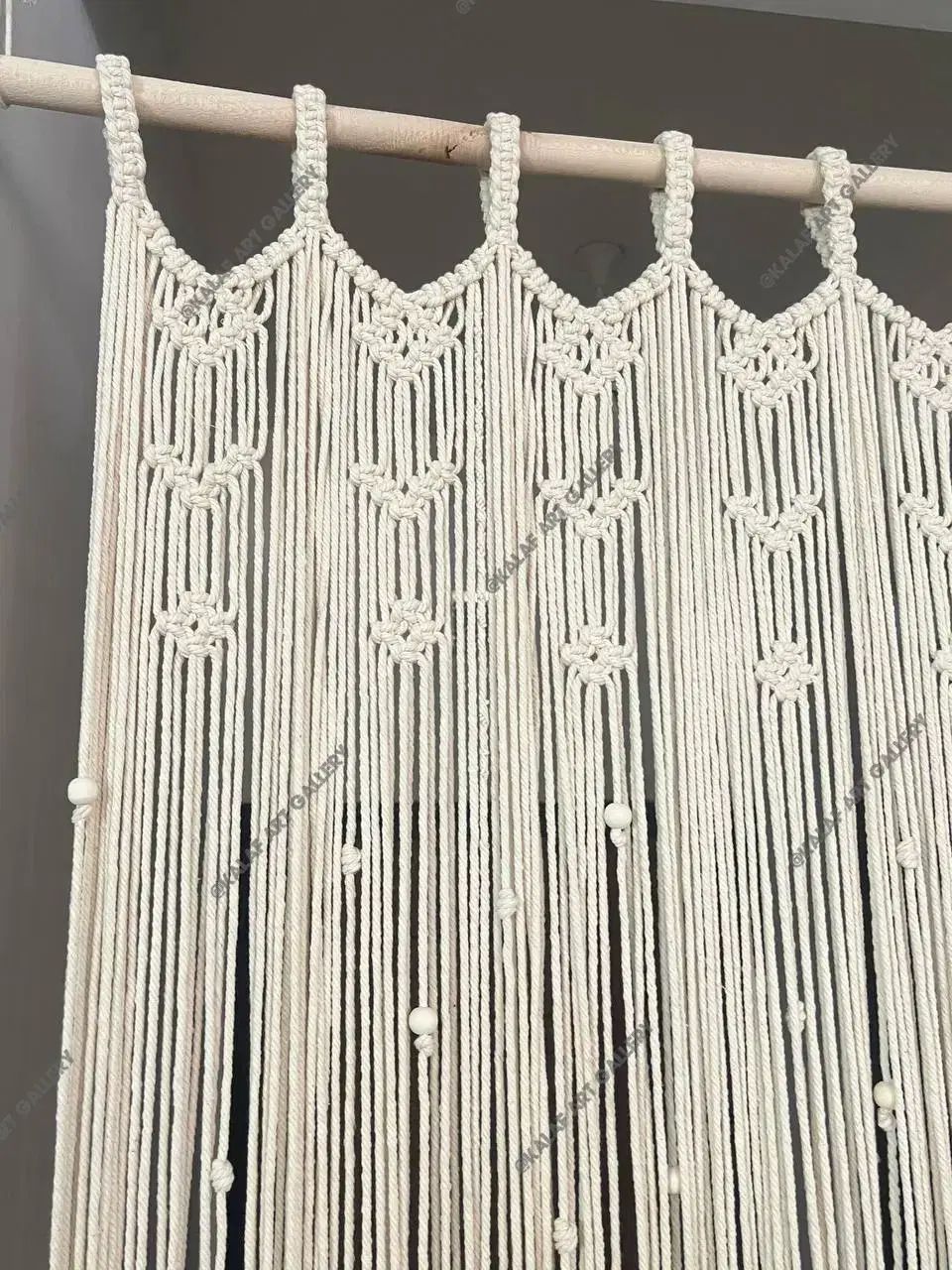 پرده مکرومه طرح مهره و لوزی