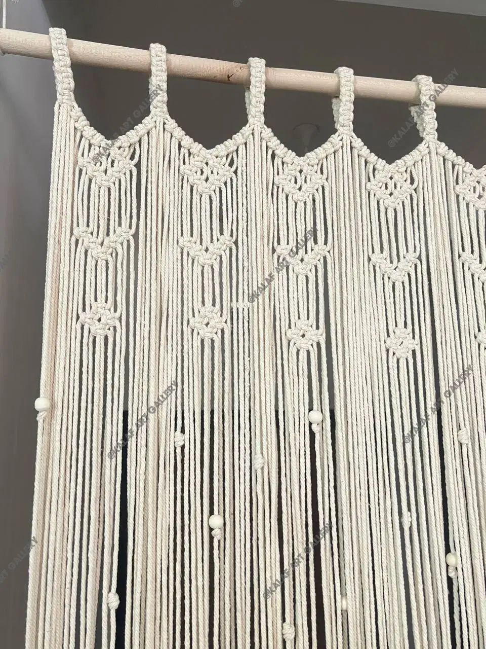 پرده مکرومه طرح مهره و لوزی