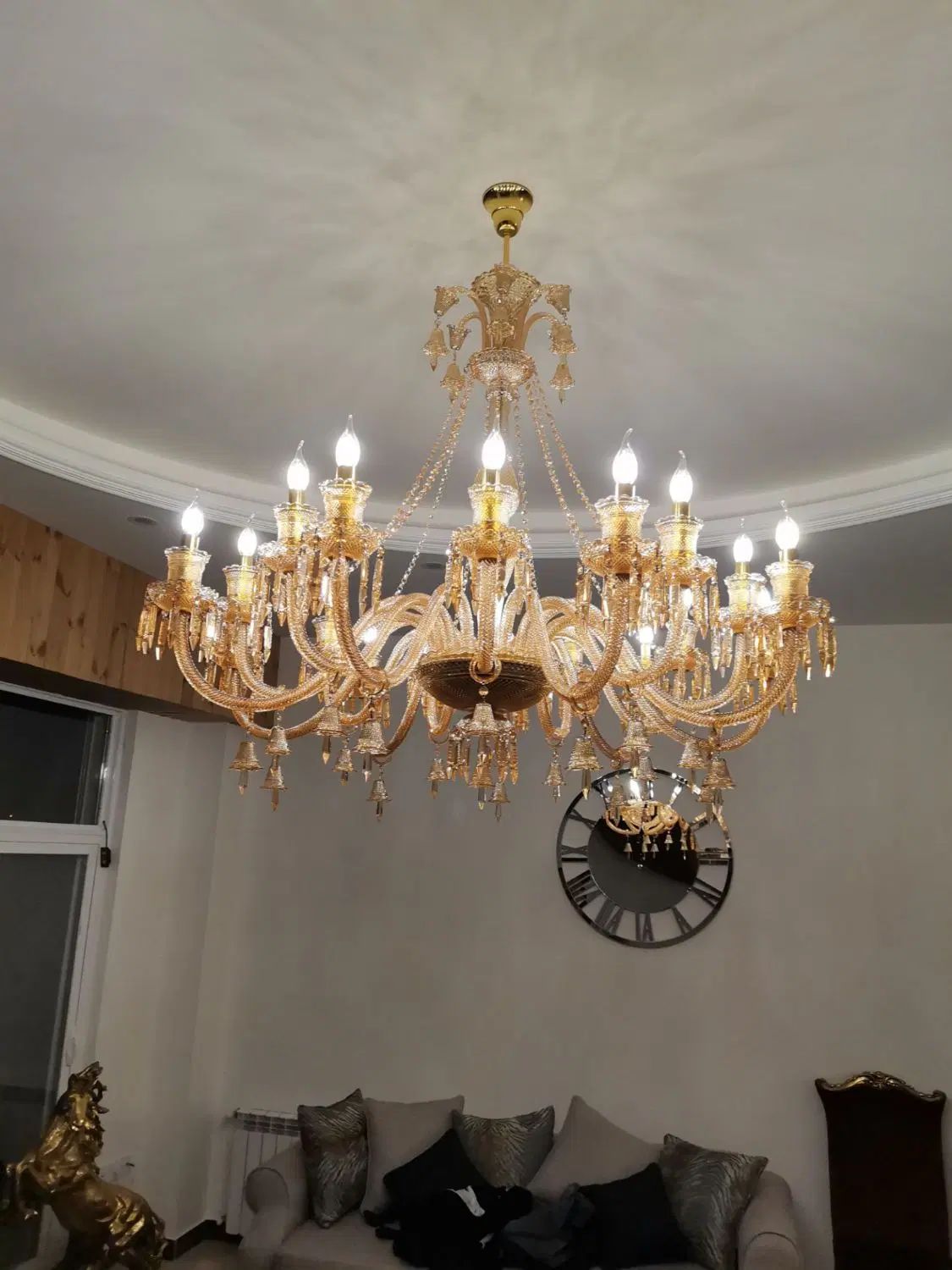 لوستر باکارات ۱۶ شاخه عسلی