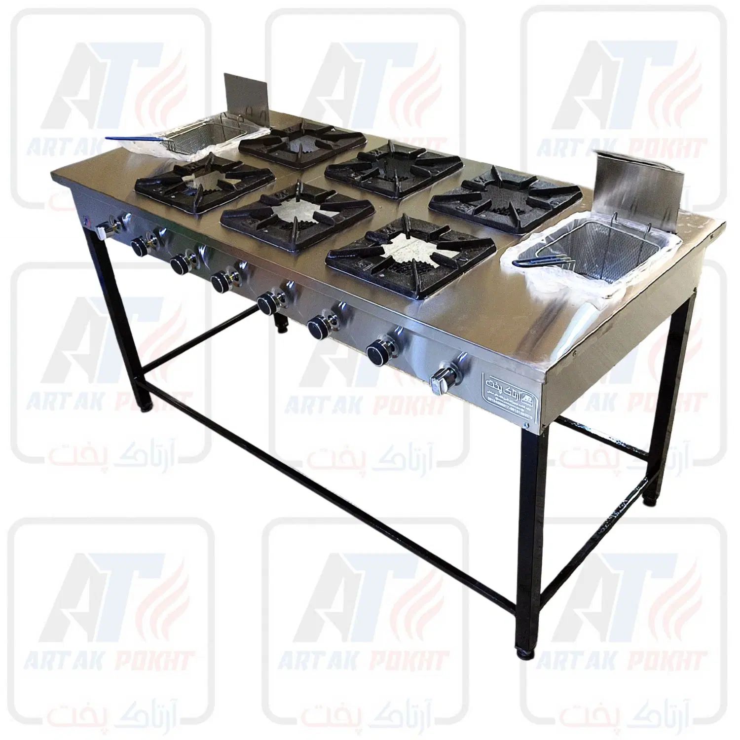 فرصنعتی دوکاره/اجاق گاز 6شعله+سرخکن صنعتی 2 خانه