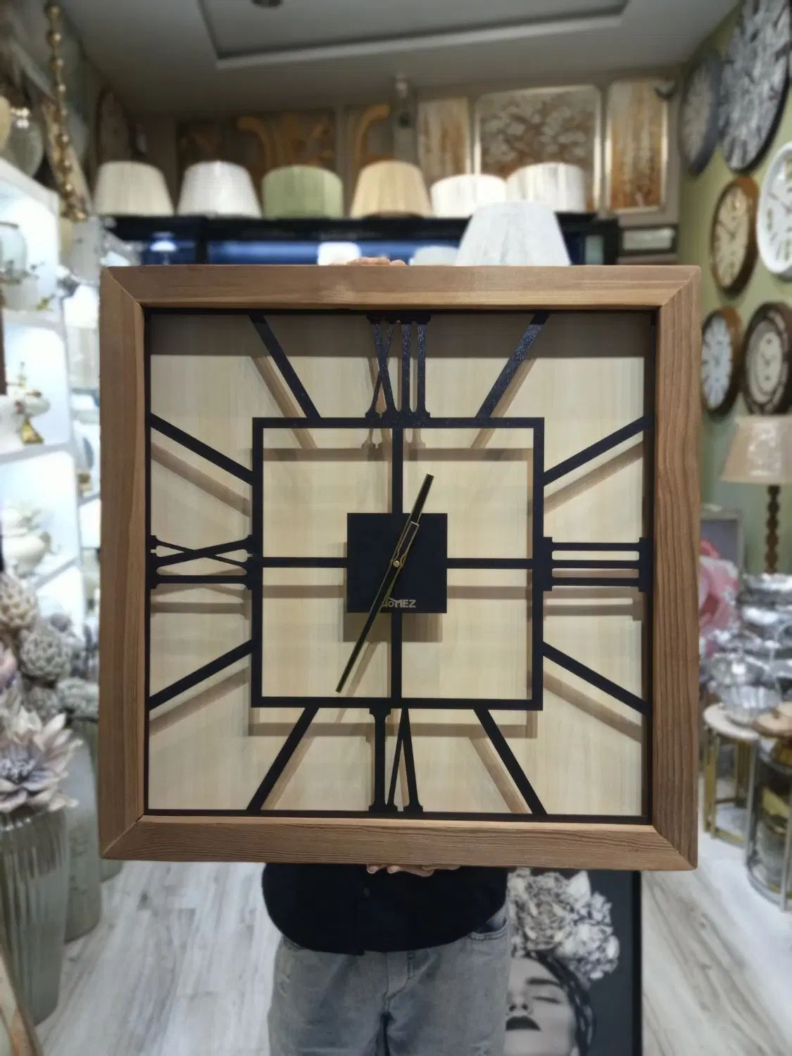 ساعت دیواری 60×60 تمام چوب در مشهد