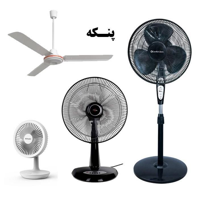 انواع پنکه  دیواری، زمینی ،بلند