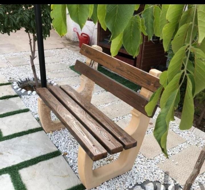 نیمکت بتنی طرح چوب