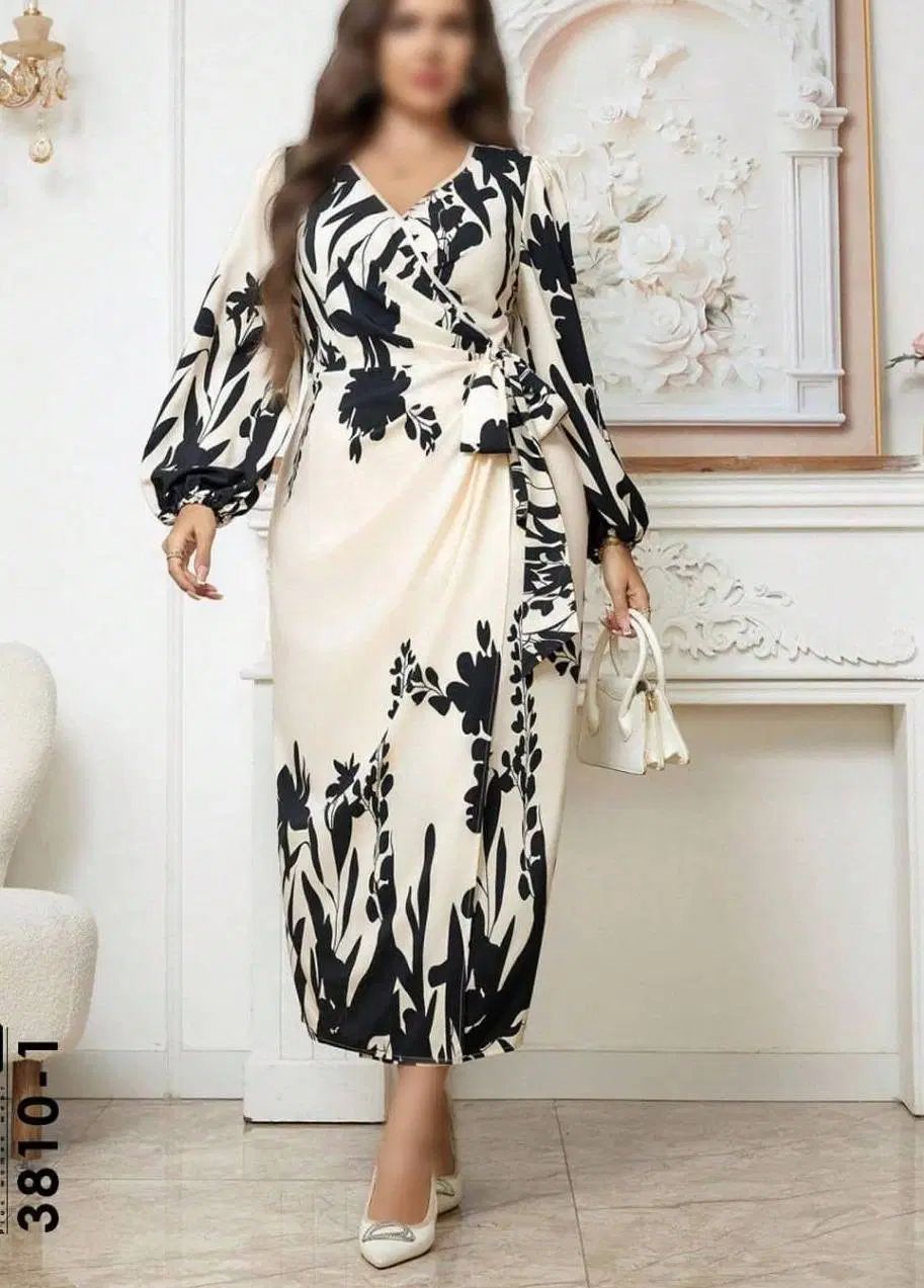 مجلسی کرپ حریر زنانه سایز بزرگ ۴XL/۵XL