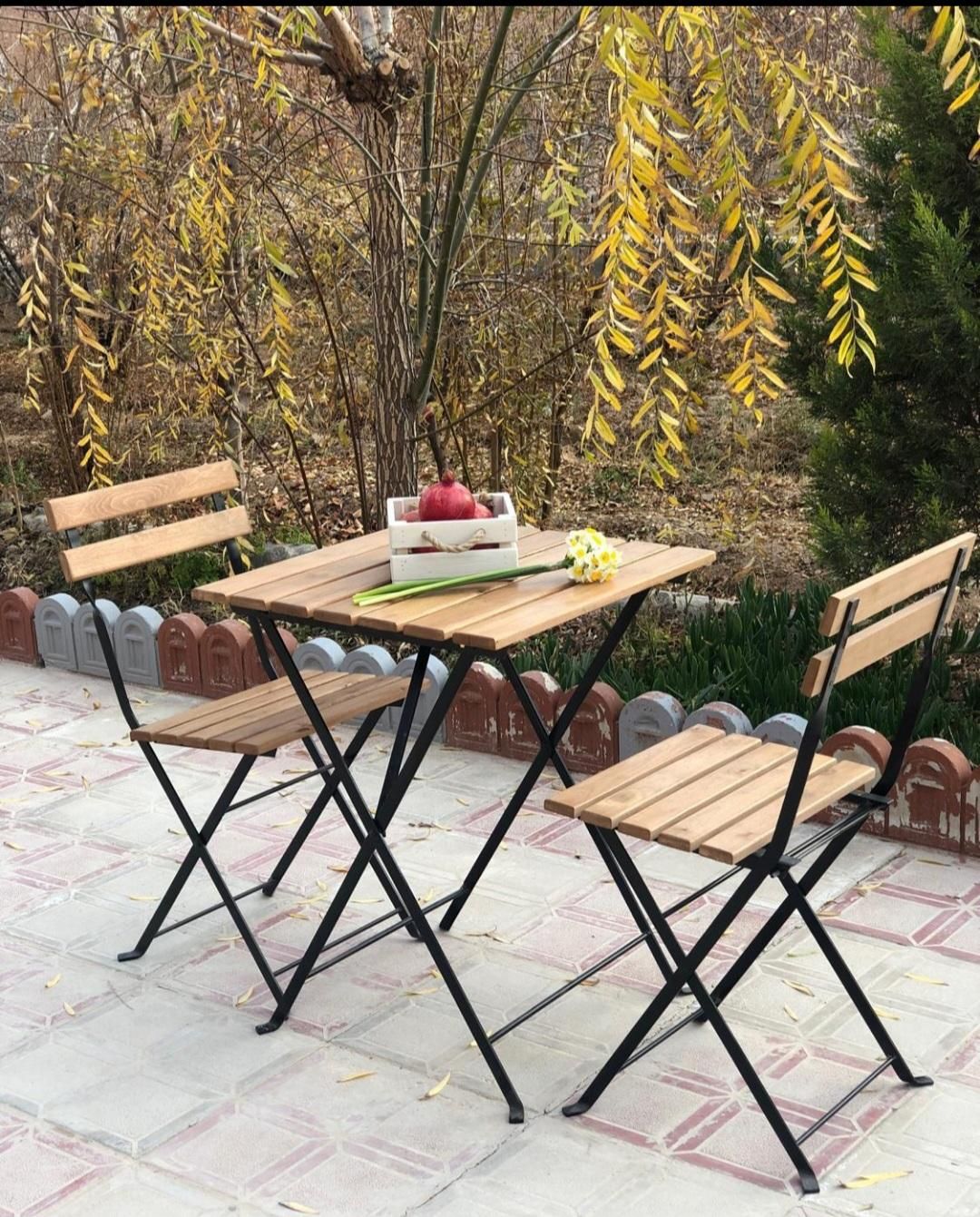 ** میز و صندلی تاشو چوب راش در طرح‌های متنوع  **