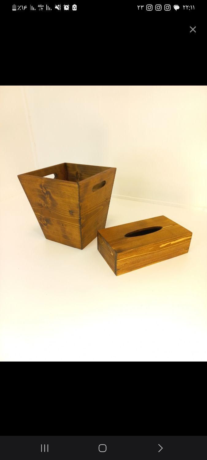 ست چوبی سطل و جای دستمال خاص