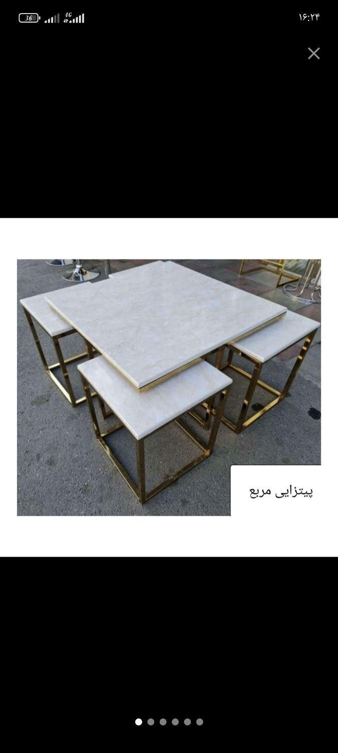 میز عسلی ومیز جلو مبلی طرح پیتزایی مربع