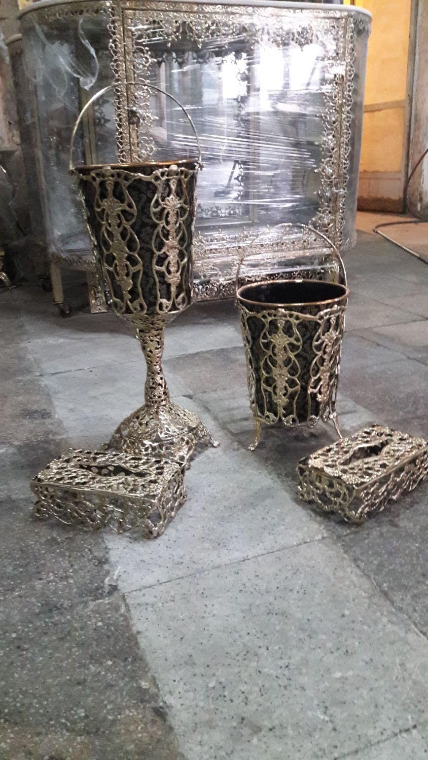 سطل و دستمال برنز برنجی