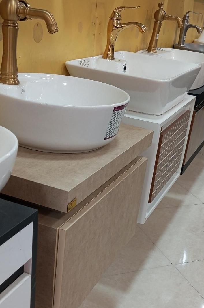 تولید روشویی کابینتی کرم بتن ضد آب.،..