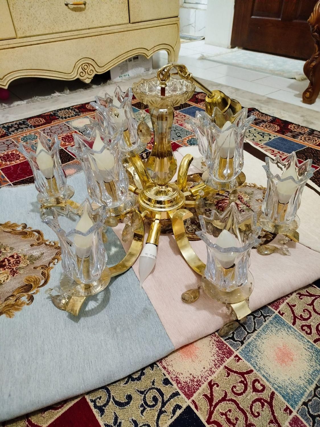 دو عدد لوستر برنز 6 شاخه