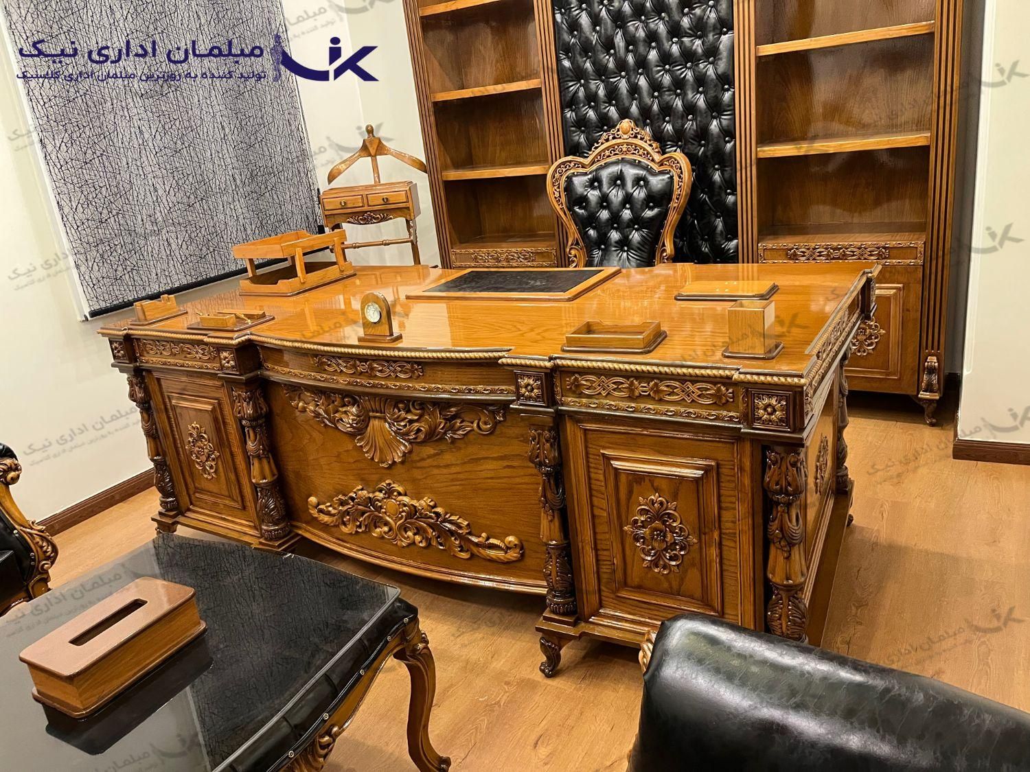 مبلمان اداری کتابخانه کلاسیک میز دفتر کار شرکتی