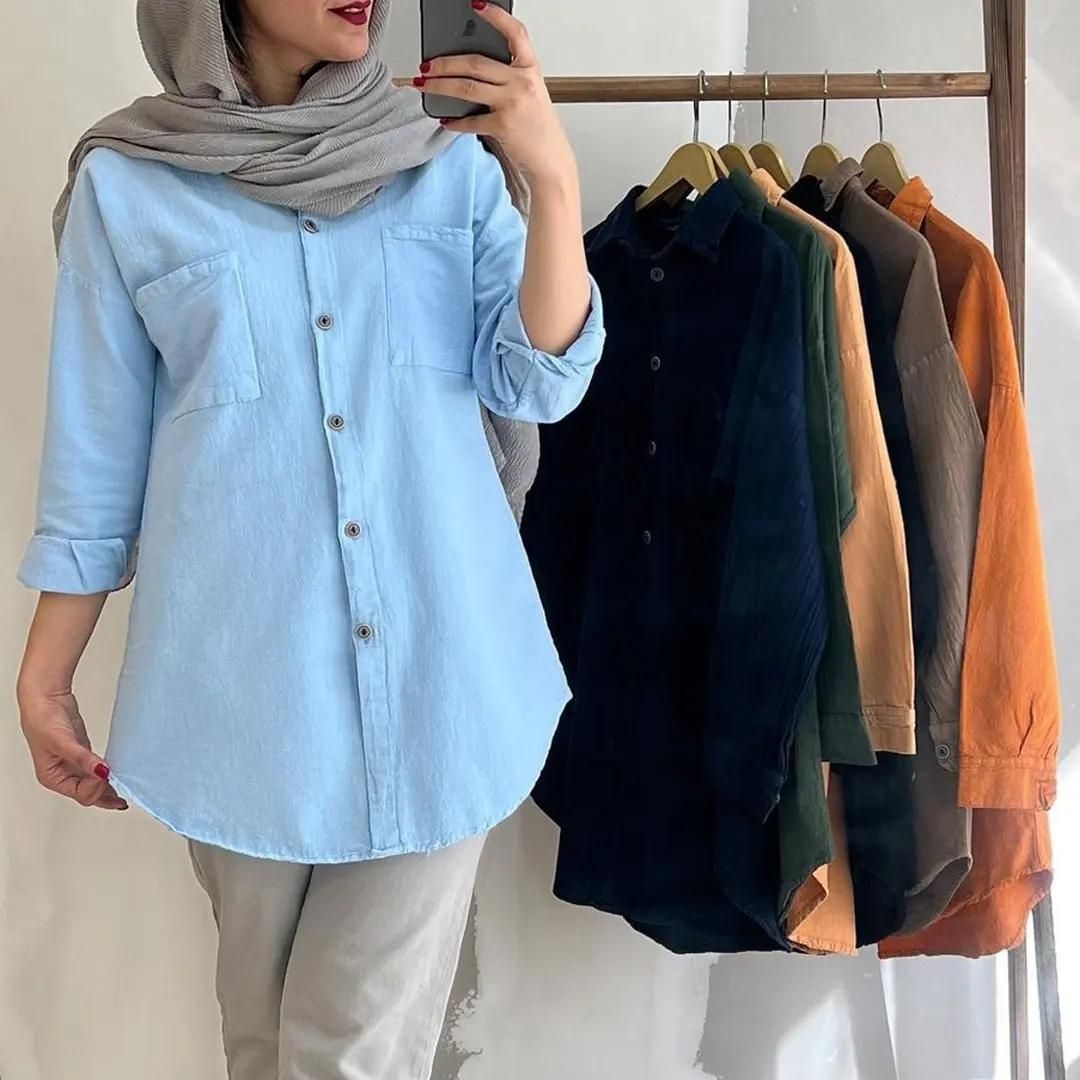 مانتو ساده رنگی جنس پنبه الیاف طبیعی بدون آبرفت
