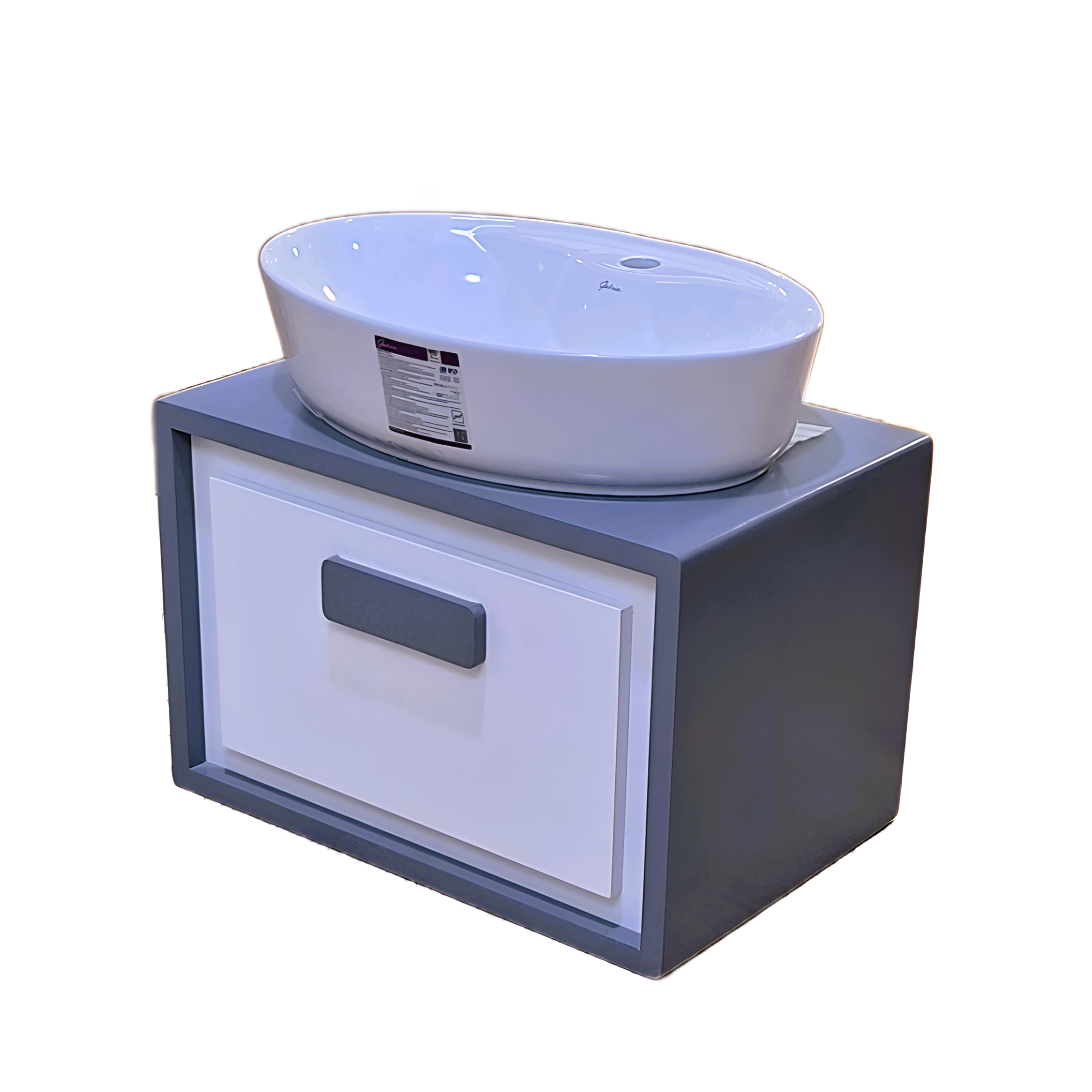 ست کابینت و روشویی 40×60 سفید طوسی