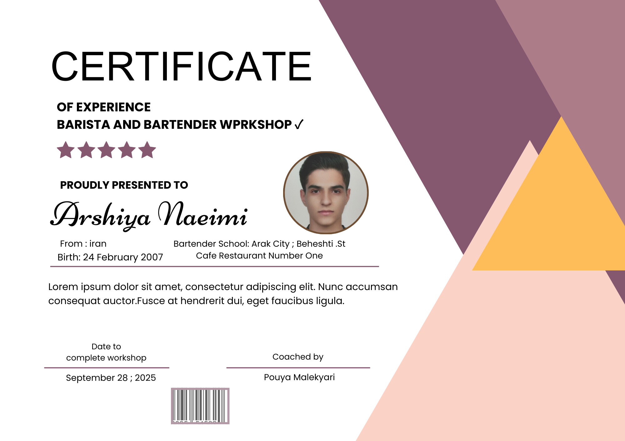 ارائه مدرک بین المللی CERTIFICATE