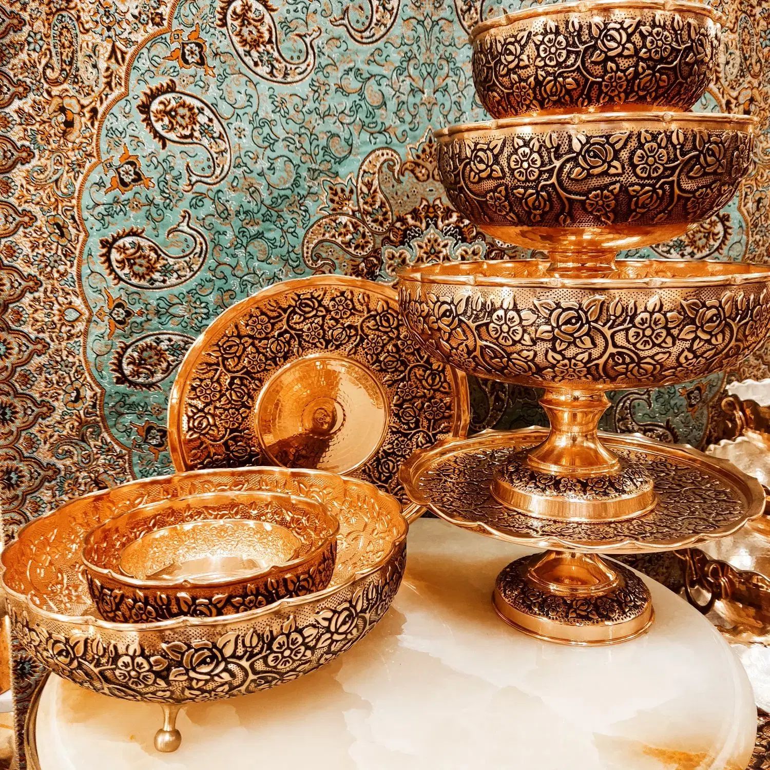 ست 8 تیکه ظروف مسی بهار/تخفیف به مدت محدود/کویر مس