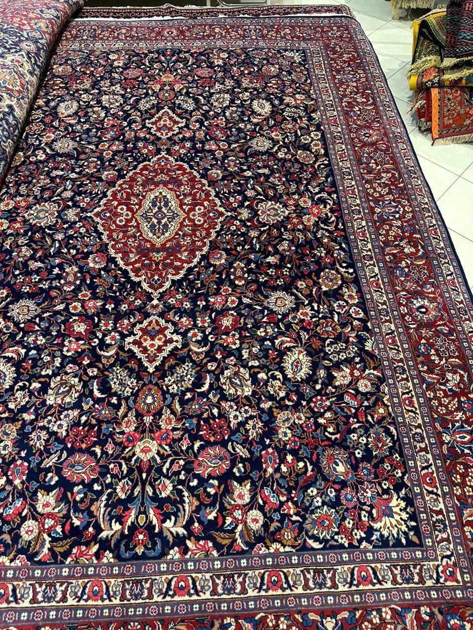 فرش دستبافت کف سرمه ای افشان مشهد/اقساط