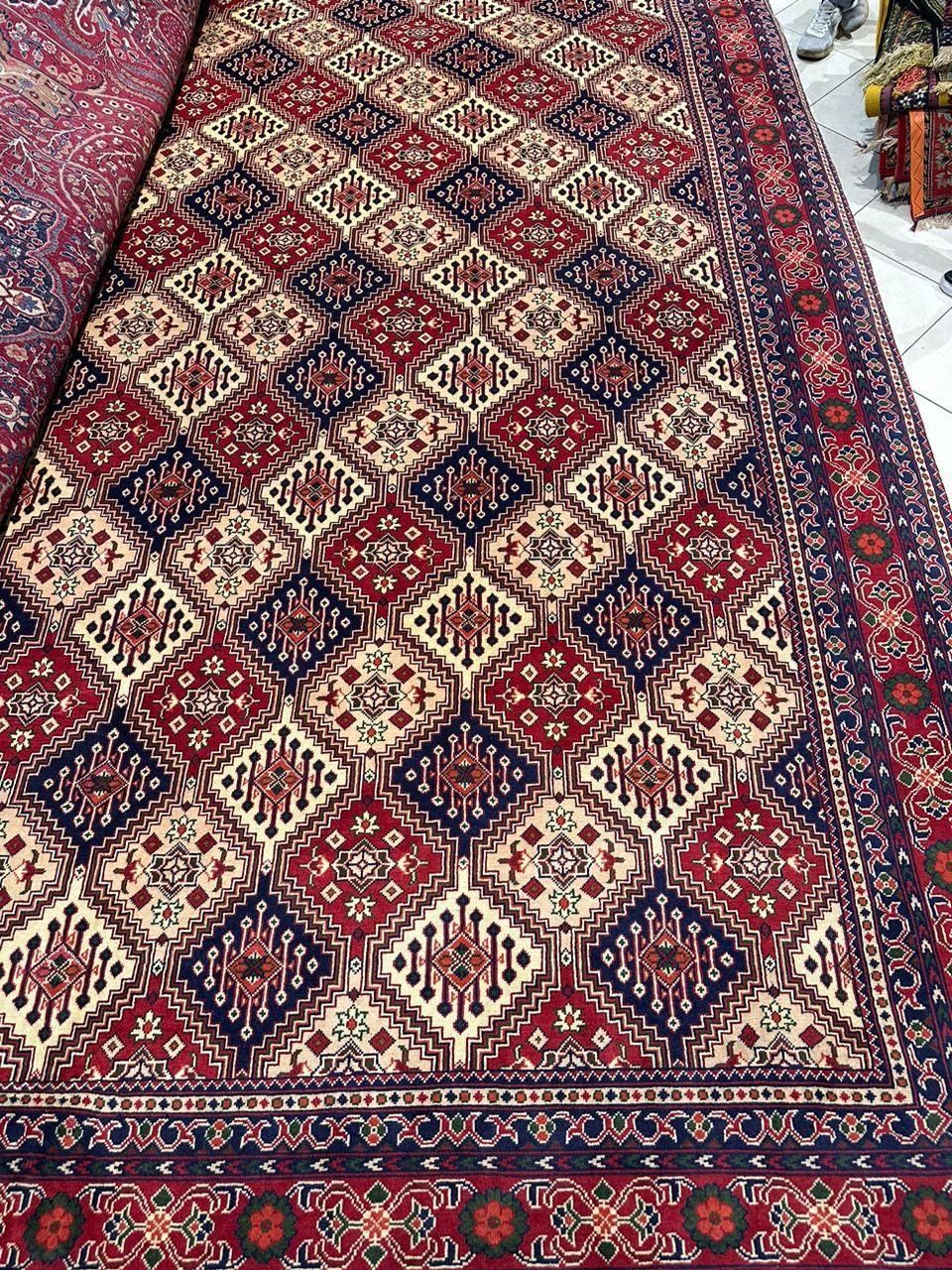 فرش دستبافت نقش خشتی کرک مرینوس/اقساطی