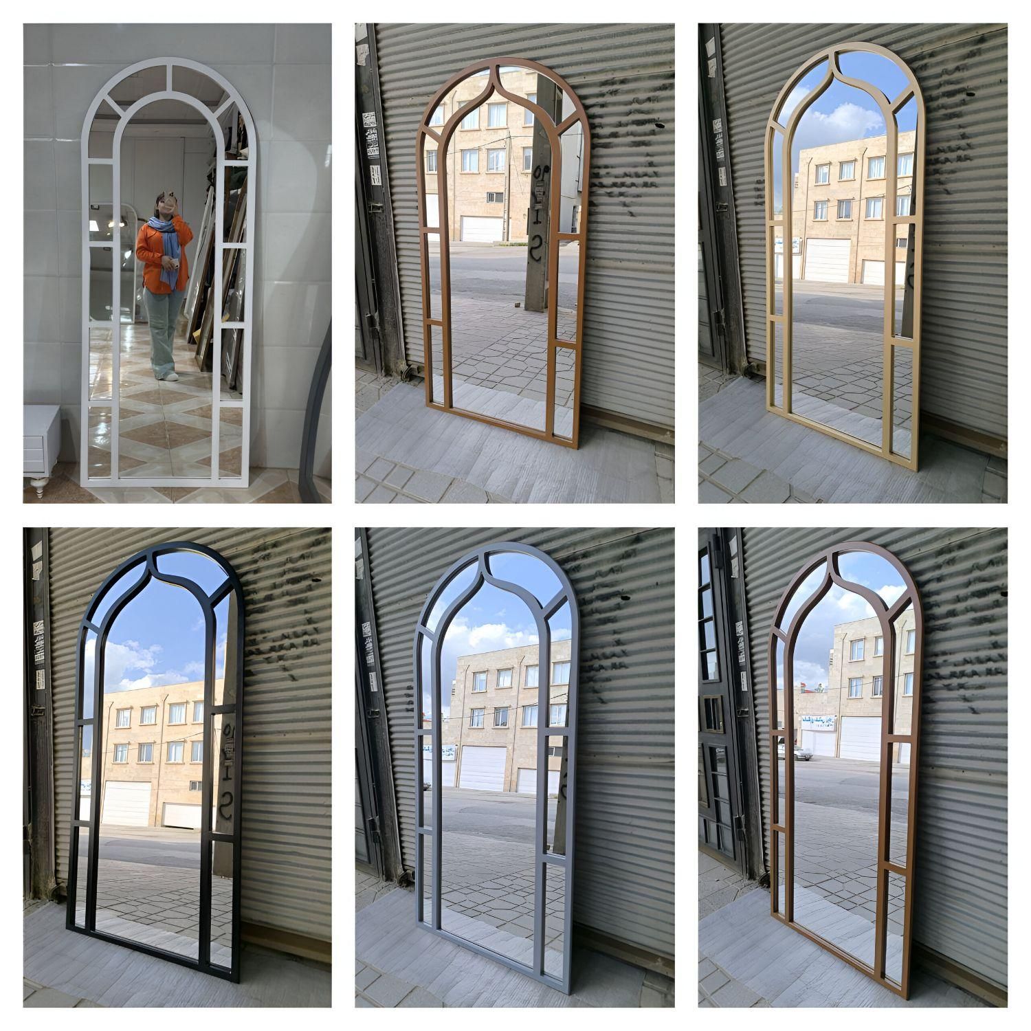آینه قدی چوبی طرح پنجره ای