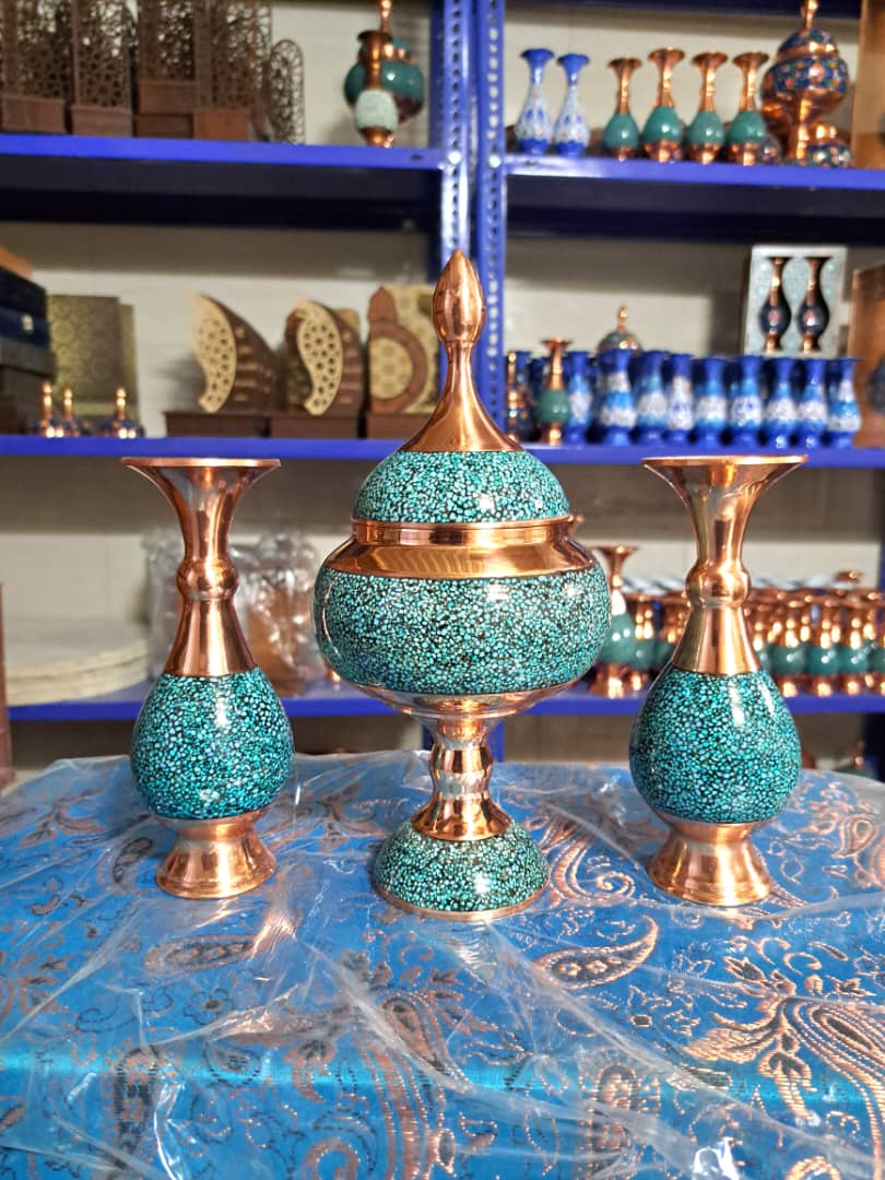 ست ۳پارچه فیروزه کاری