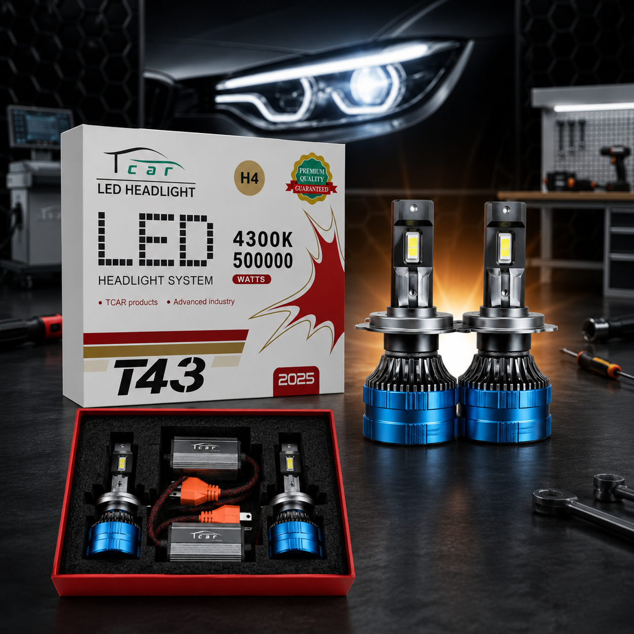 هدلایت Tcar T43 زرد فابریکی 4300K در تهران