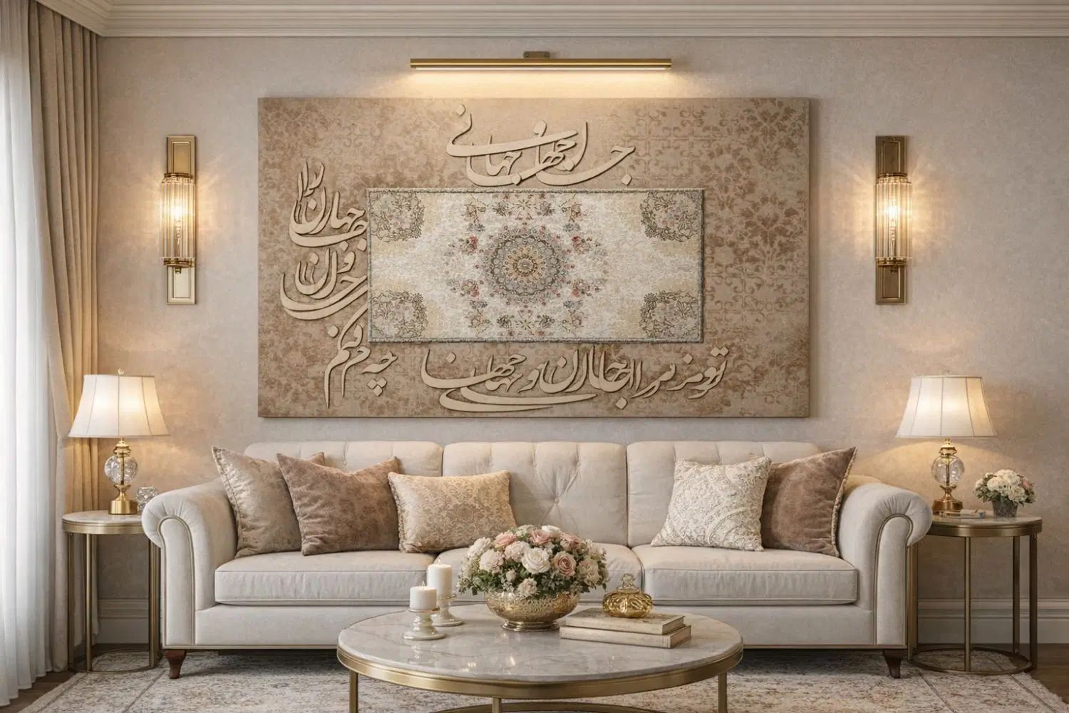 تابلو نقاشی خط برجسته شیک ابعاد ۱۲۰در۸۰هنردست